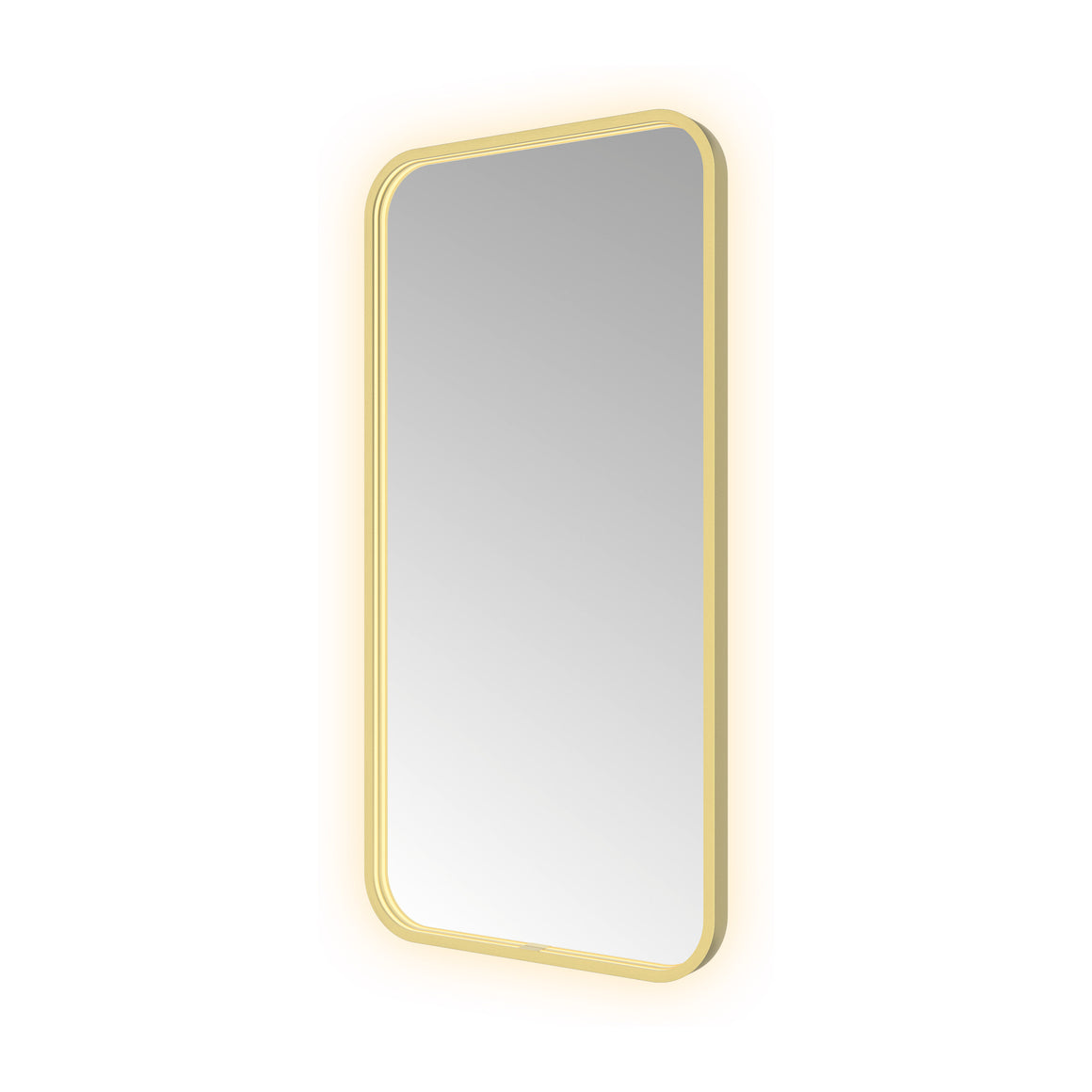 Hotbath &More Soft Square spiegel met LED-verlichting en spiegelverwarming Geborsteld messing PVD 50x100 cm productfoto