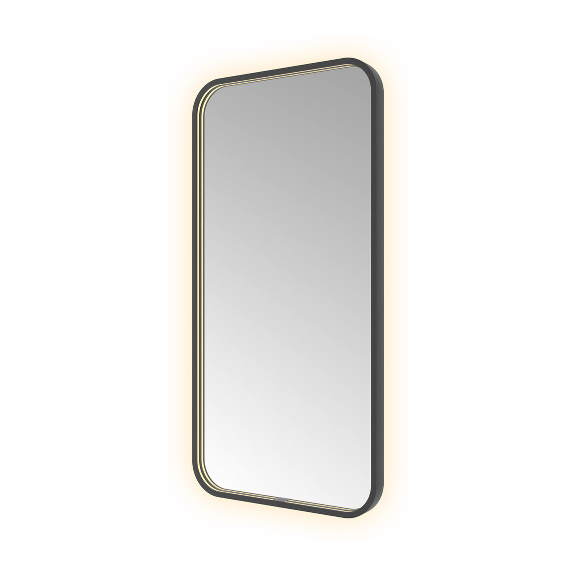 Hotbath &More Soft Square spiegel met LED-verlichting en spiegelverwarming Geborsteld zwart PVD 50x100 cm productfoto