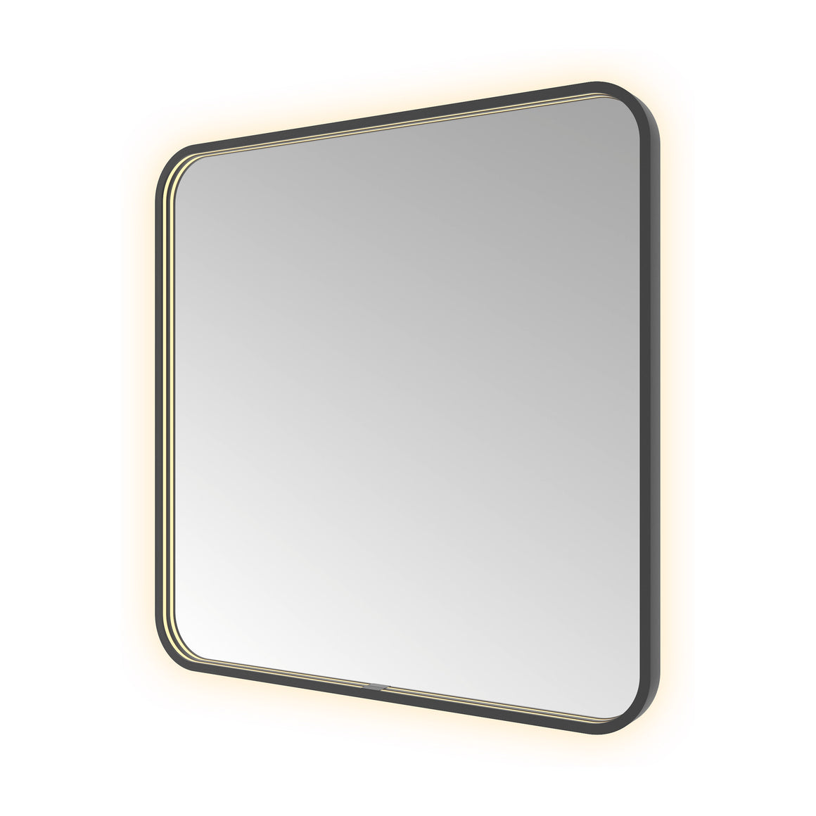 Hotbath &More Soft Square spiegel met LED-verlichting en spiegelverwarming Geborsteld zwart PVD 80x80 cm productfoto
