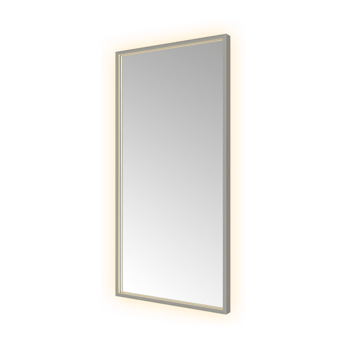 Hotbath &More Square spiegel met LED-verlichting en spiegelverwarming Geborsteld gunmetal PVD 50x100 cm productfoto