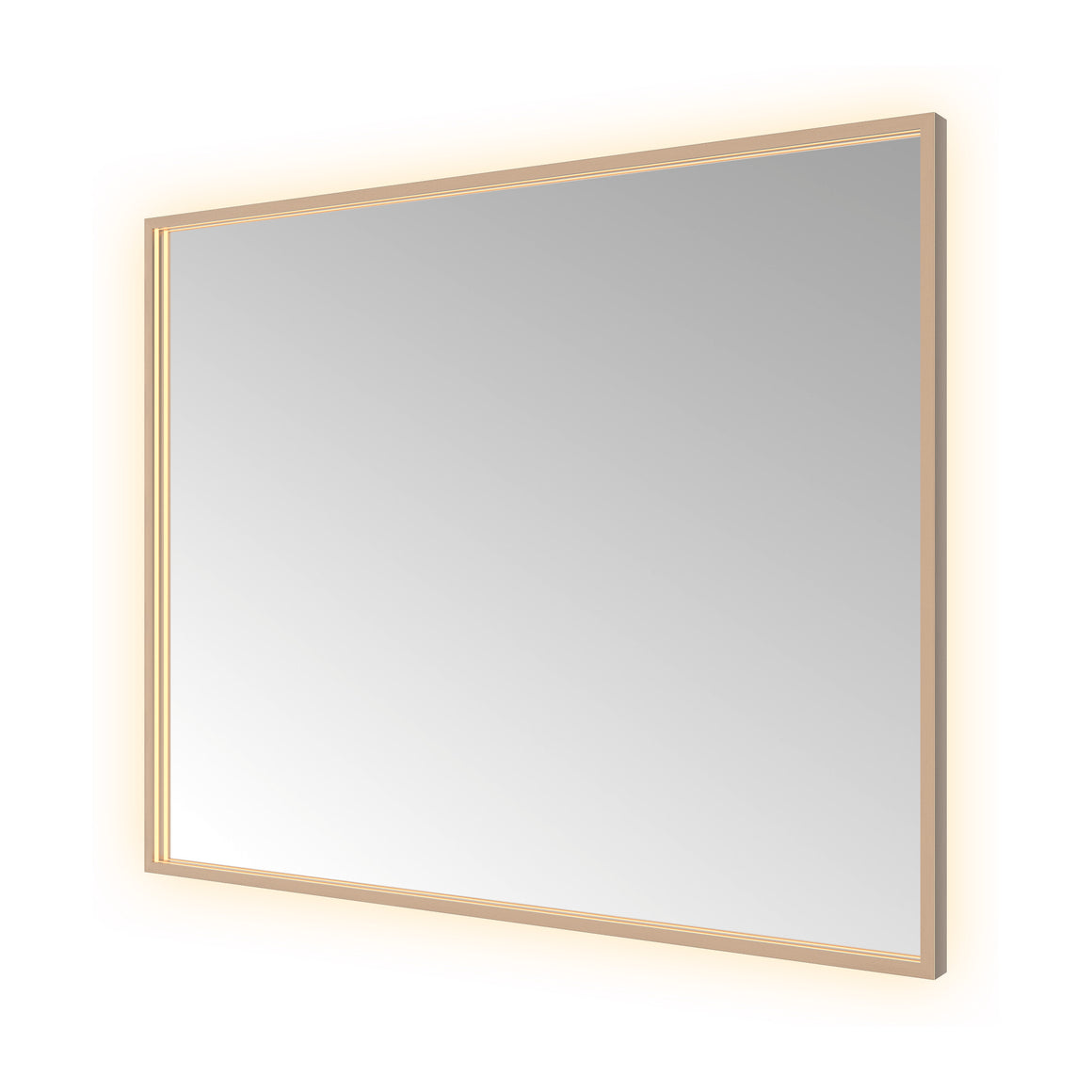 Hotbath &More Square spiegel met LED-verlichting en spiegelverwarming Geborsteld koper PVD 100x80 cm productfoto
