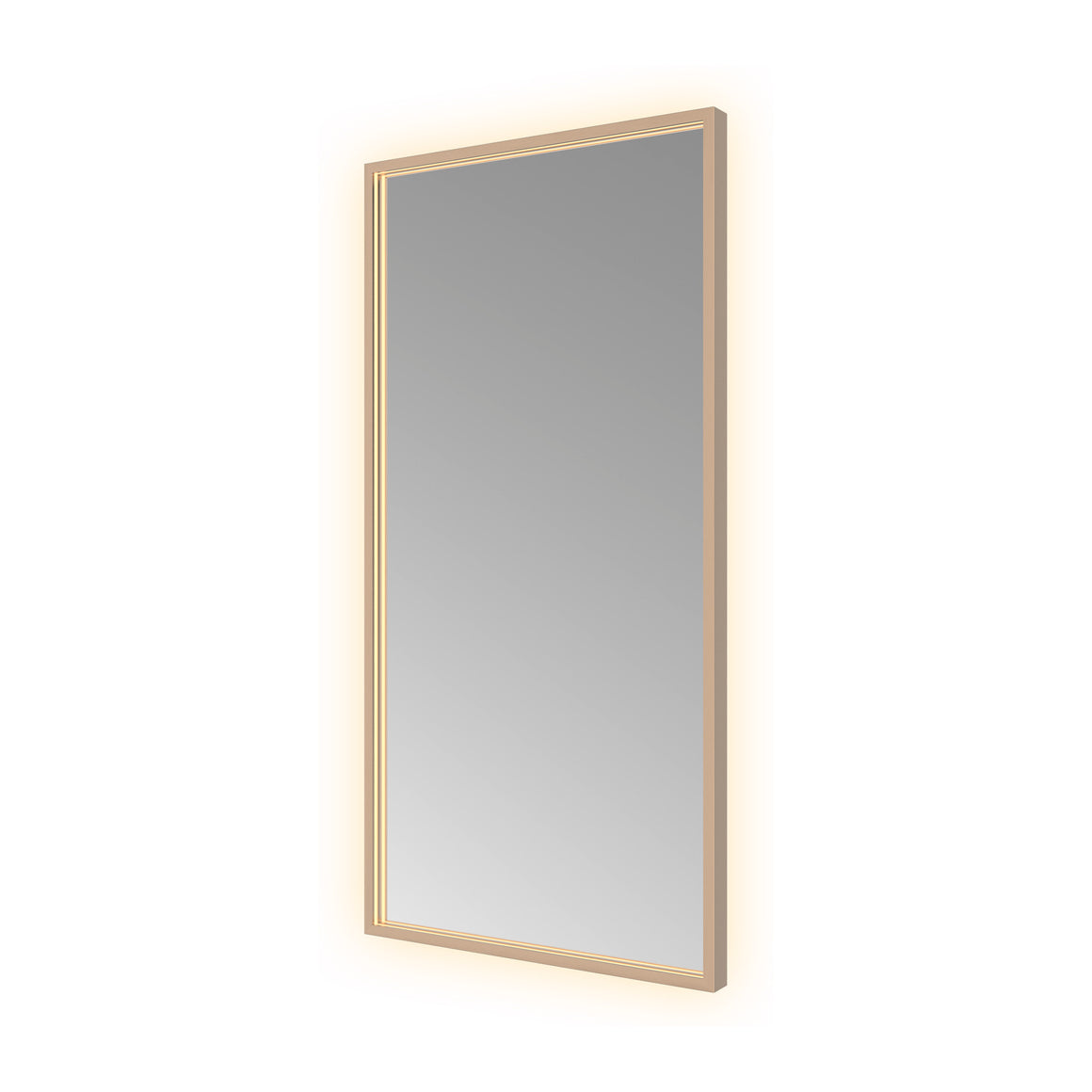 Hotbath &More Square spiegel met LED-verlichting en spiegelverwarming Geborsteld koper PVD 50x100 cm productfoto