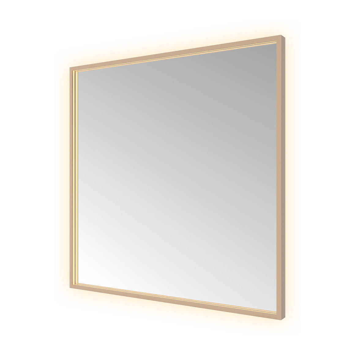 Hotbath &More Square spiegel met LED-verlichting en spiegelverwarming Geborsteld koper PVD 80x80 cm productfoto