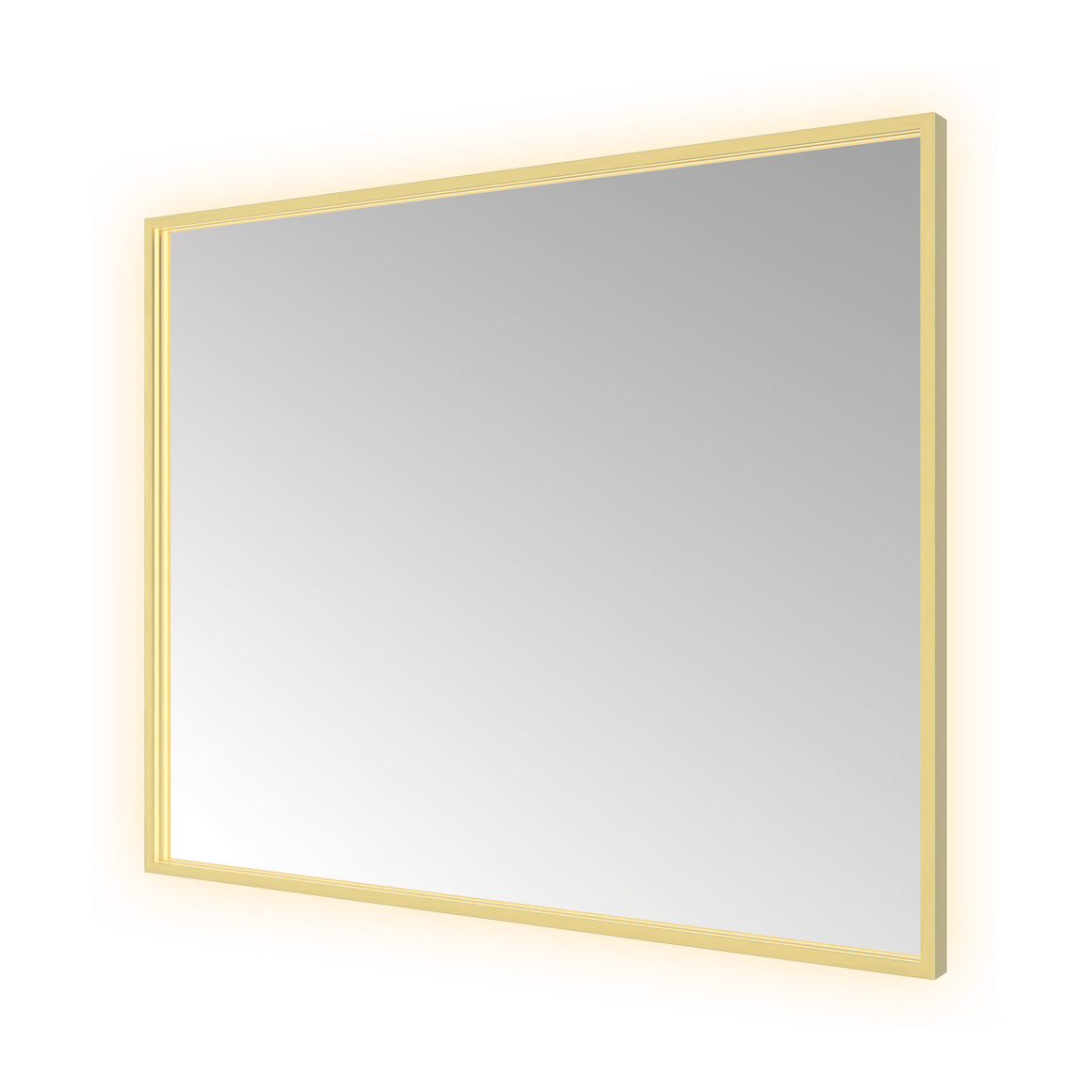 Hotbath &More Square spiegel met LED-verlichting en spiegelverwarming Geborsteld messing PVD 100x80 cm productfoto