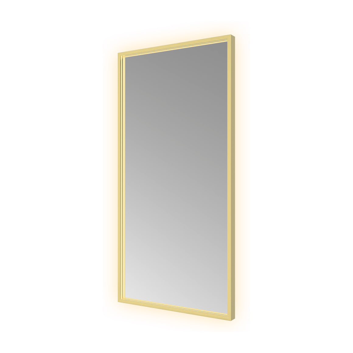 Hotbath &More Square spiegel met LED-verlichting en spiegelverwarming Geborsteld messing PVD 50x100 cm productfoto