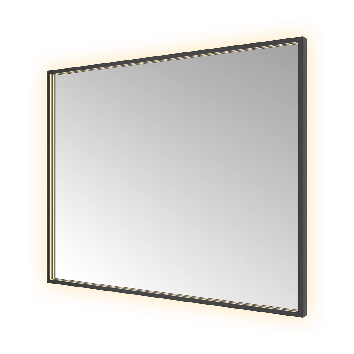 Hotbath &More Square spiegel met LED-verlichting en spiegelverwarming Geborsteld zwart PVD 100x80 cm productfoto