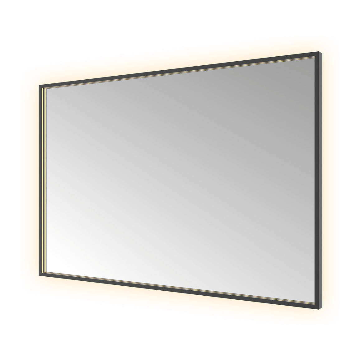 Hotbath &More Square spiegel met LED-verlichting en spiegelverwarming Geborsteld zwart PVD 120x80 cm productfoto