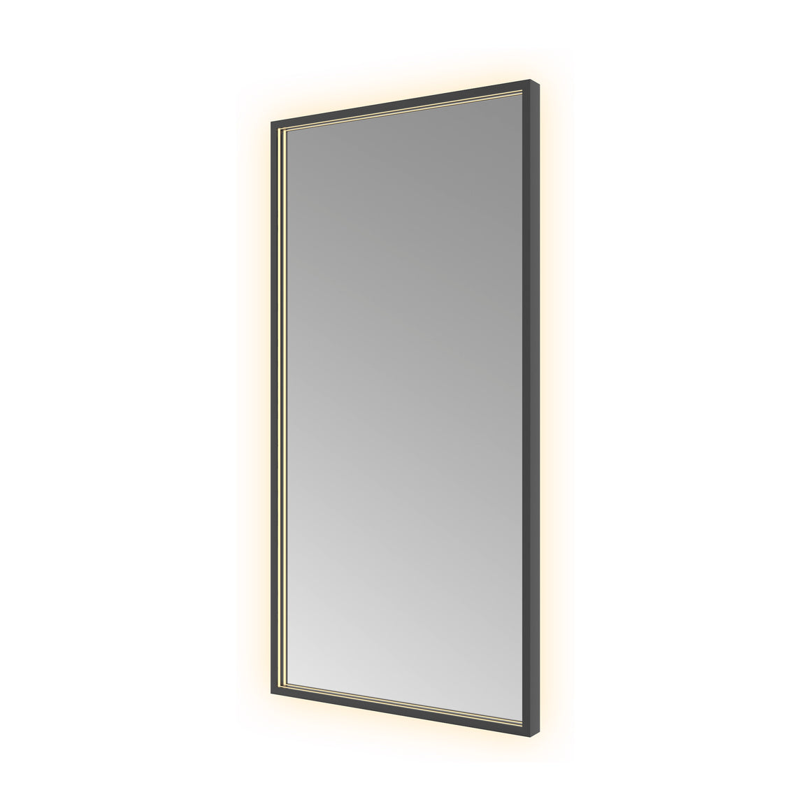 Hotbath &More Square spiegel met LED-verlichting en spiegelverwarming Geborsteld zwart PVD 50x100 cm productfoto