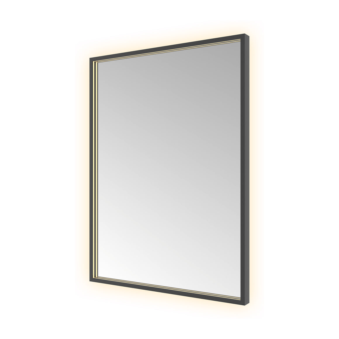 Hotbath &More Square spiegel met LED-verlichting en spiegelverwarming Geborsteld zwart PVD 60x80 cm productfoto