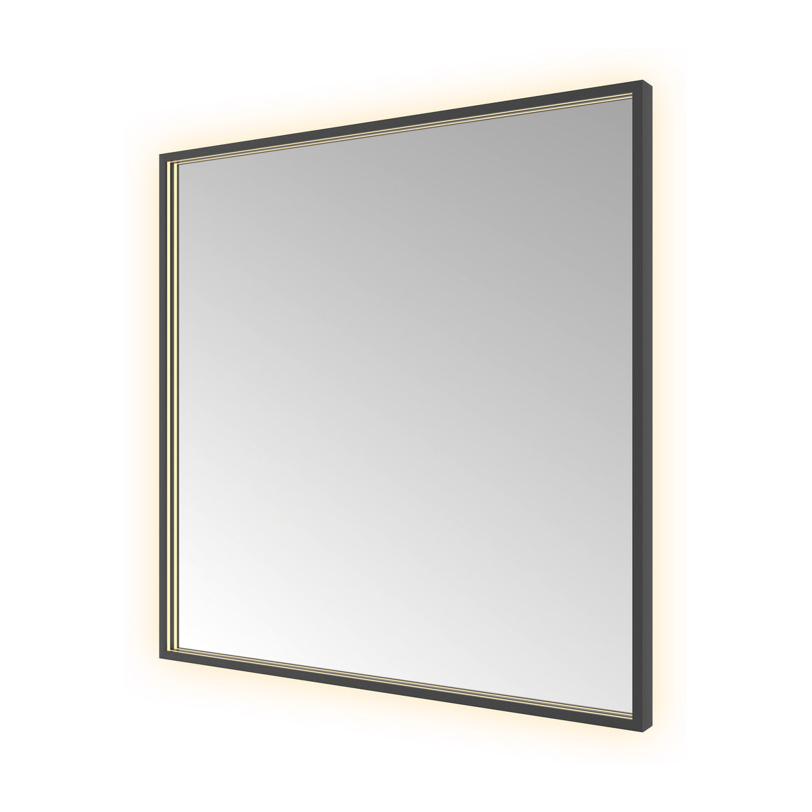 Hotbath &More Square spiegel met LED-verlichting en spiegelverwarming Geborsteld zwart PVD 80x80 cm productfoto