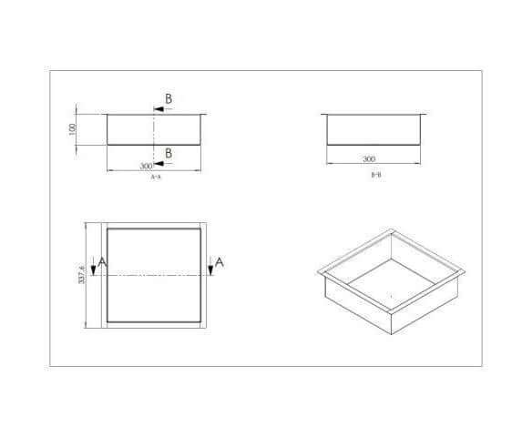 Excellence Inbouwnis Wiesbaden 30X30X10Cm in RVS Mat Zwart