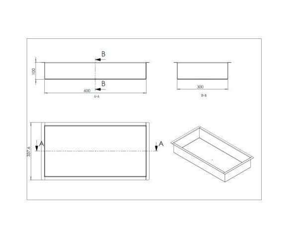 RVS Inbouwnis Wiesbaden 30X60X10 Cm in Mat Zwart