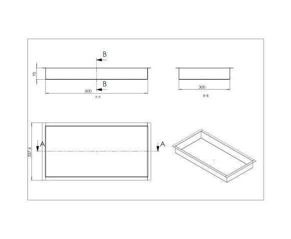 Excellence Inbouwnis Wiesbaden 30X60X7Cm in RVS Mat Zwart