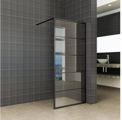 Wiesbaden Duschwand Horizon Raster | Matt-Schwarz | NANO-Beschichtung | Walk-In-Dusche (Alle Größen)