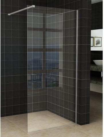 Douche à l'italienne mince Wiesbaden avec revêtement anticalcaire clair de 8 mm, choix de kits de profilés (différentes tailles disponibles)