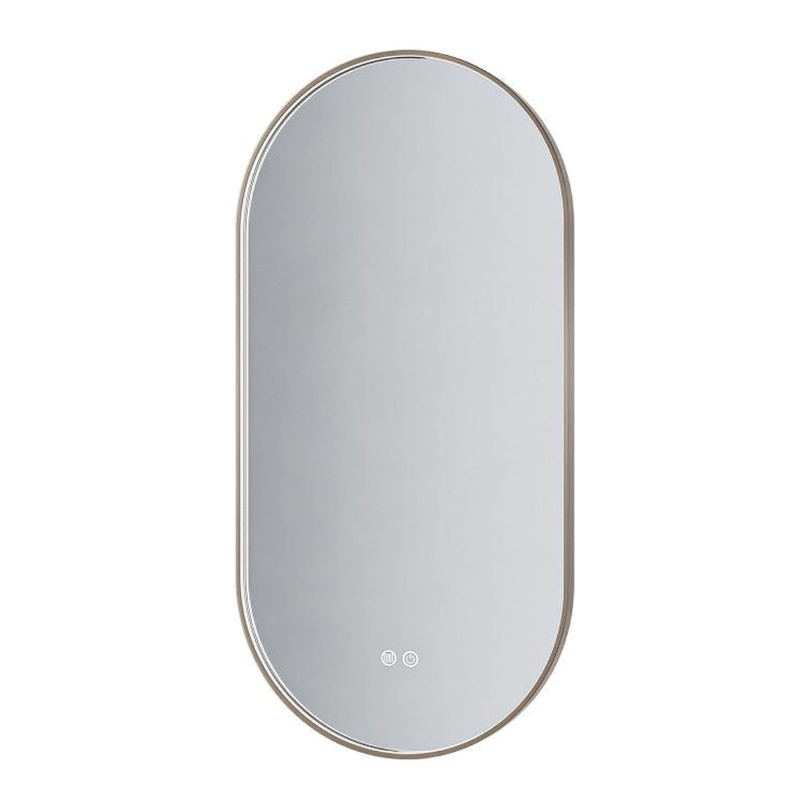 ALONI AVALO SPIEGEL - MET LED VERLICHTING - OVAAL - MET LIJST - ANTI-CONDENS - KLEURTEMPERATUUR LED 3000-6000K - DIMBAAR - 50X100CM - GEBORSTELD BRUIN BRONS - detailafbeelding
