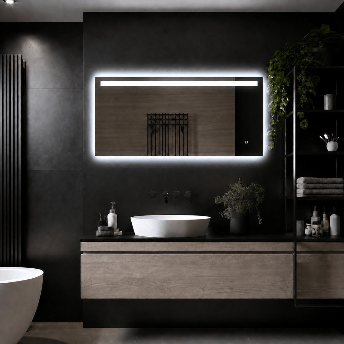 Loxa Ambi rechthoekige LED badkamerspiegel randloos 120 x 60 cm sfeerfoto 2