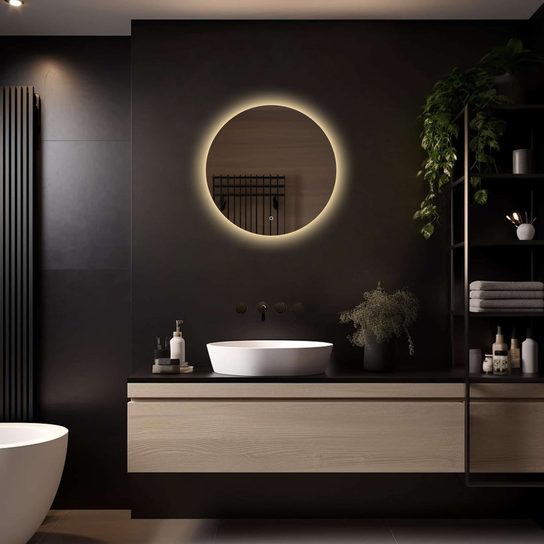 Loxa Lena ronde LED badkamerspiegel randloos 60 cm sfeerfoto