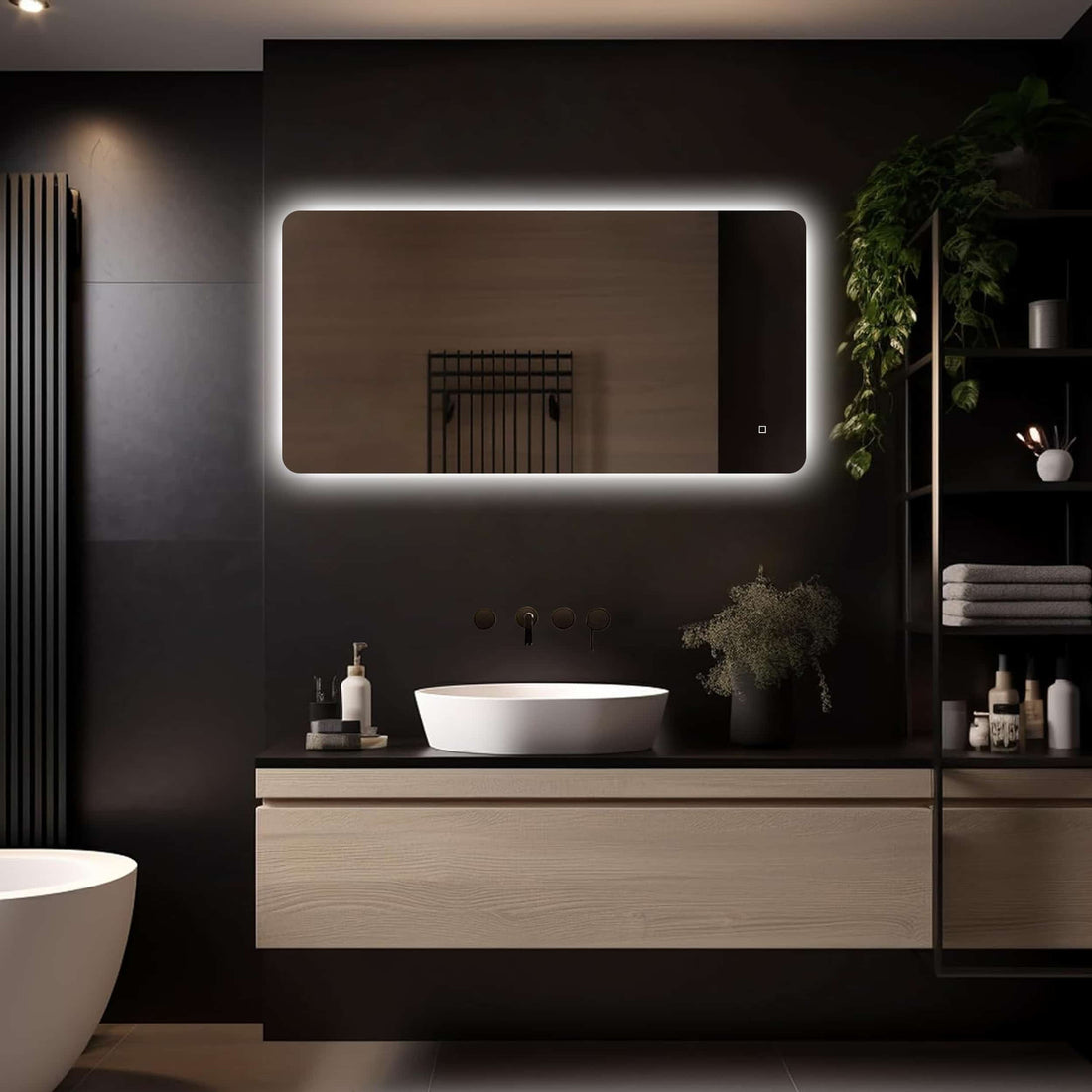 Loxa Malaga rechthoekige LED badkamerspiegel randloos 120 x 60 cm sfeerfoto 3