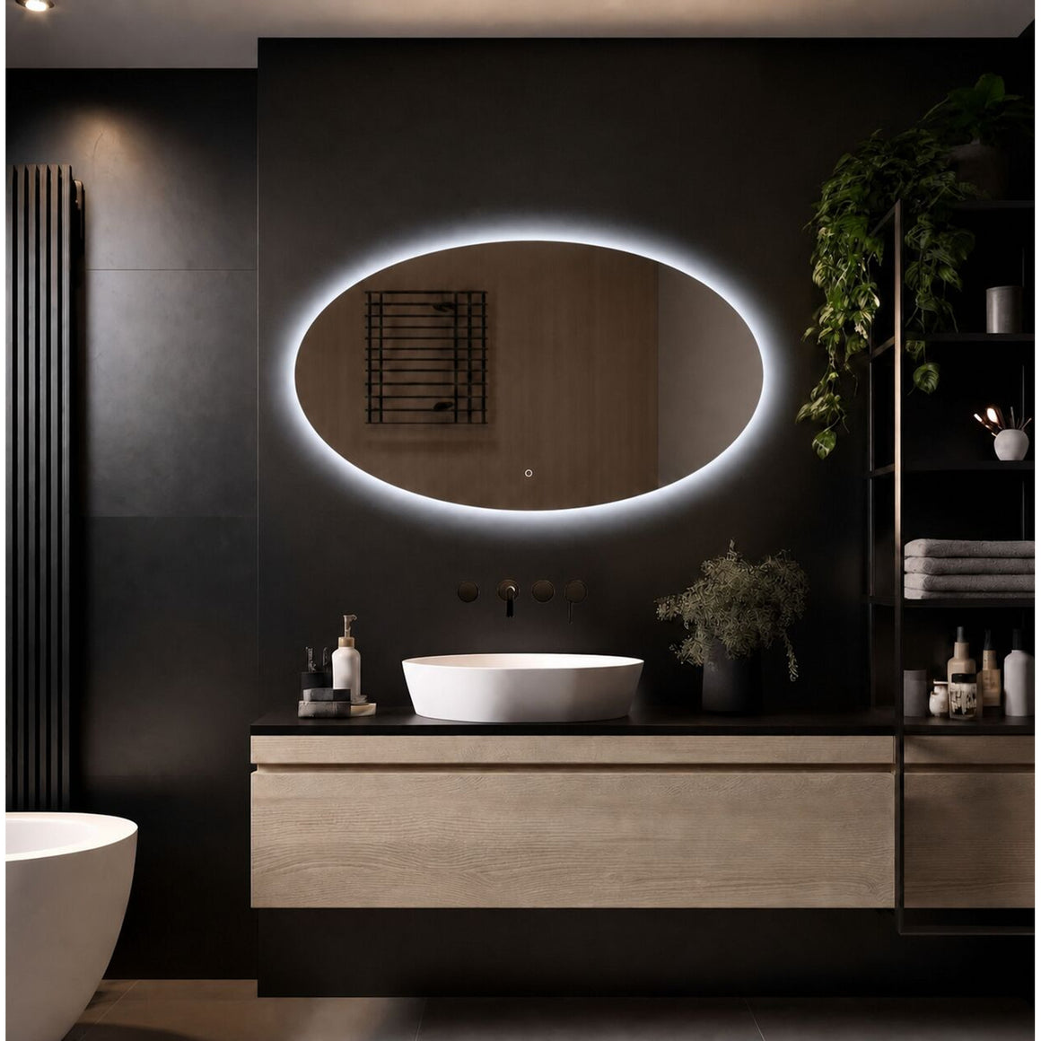Loxa Rondo ovale LED badkamerspiegel randloos 120 x 70 cm sfeerfoto 2