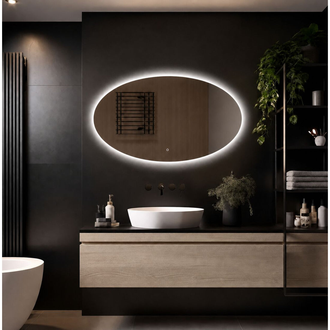 Loxa Rondo ovale LED badkamerspiegel randloos 120 x 70 cm sfeerfoto 3