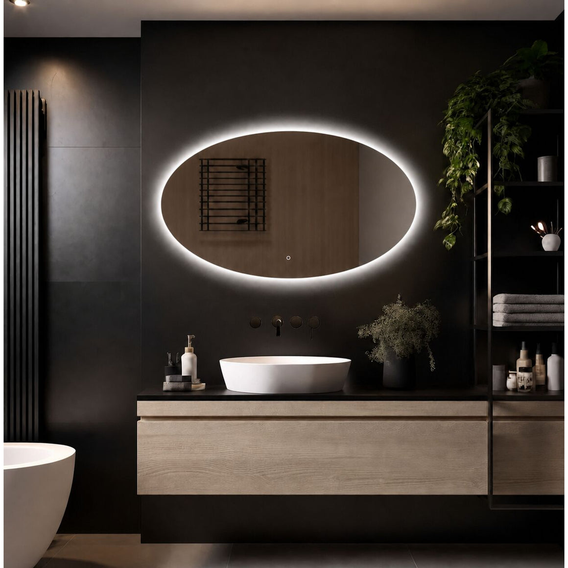 Loxa Rondo ovale LED badkamerspiegel randloos 120 x 70 cm sfeerfoto 3