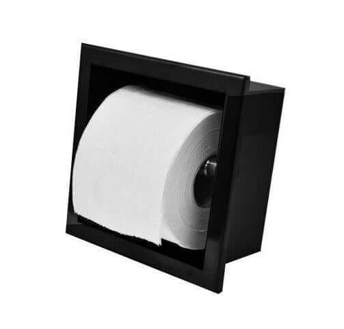 RVS porte-rouleau de toilette encastré Wiesbaden mat noir (sans valve)