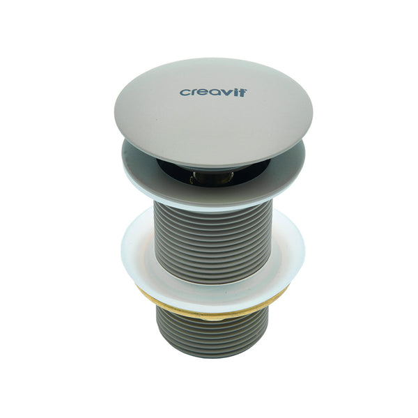 CREAVIT AFVOERPLUG - CLICK WASTE 5/4" - MET OVERLOOP - KOEL GRIJS