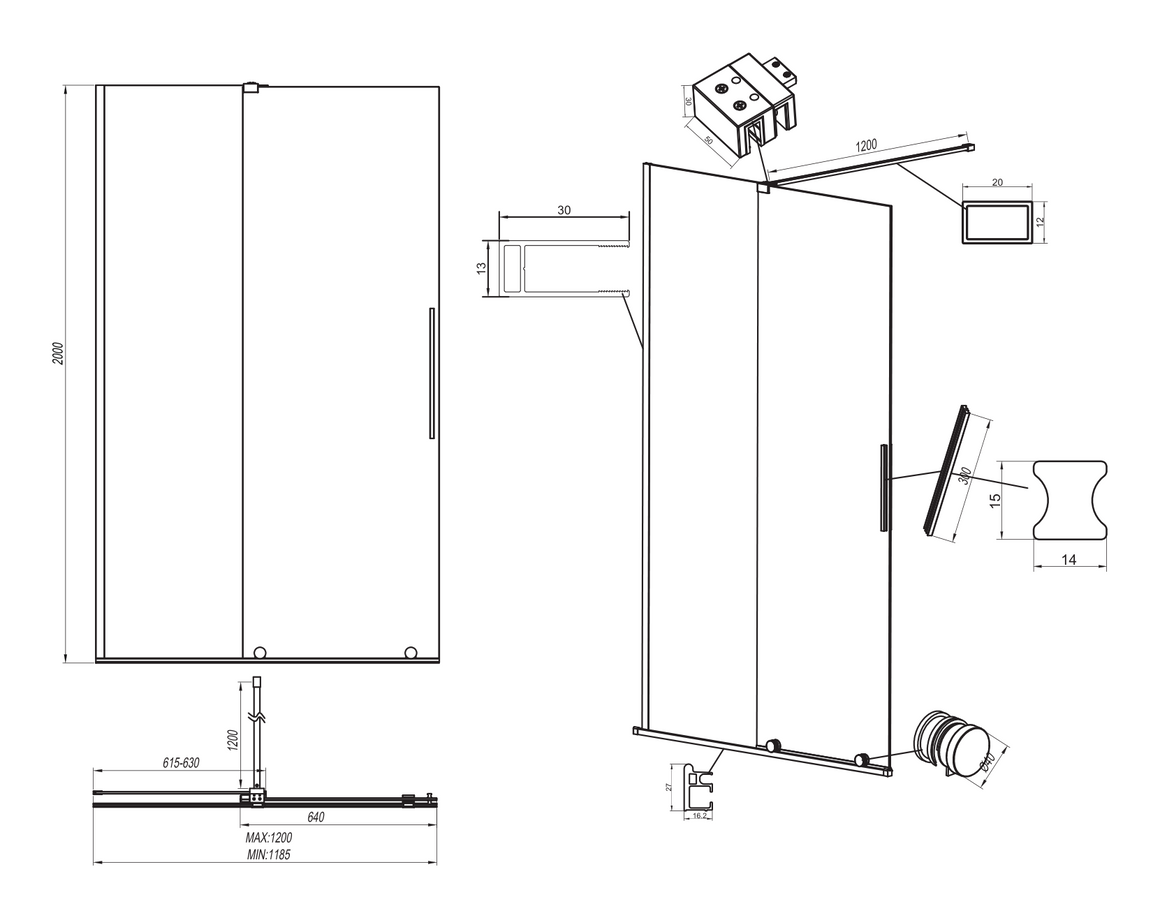 Aloni DW-C120B - technische tekening - aanzicht 130119 - bron Schwertz & Co #variant_56349989437764