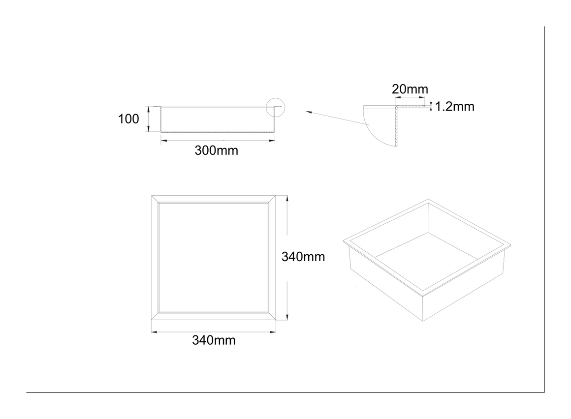 Aloni inbouwnis maattekening 30 x 30 x 10 cm - techniek - bron Schwertz & Co