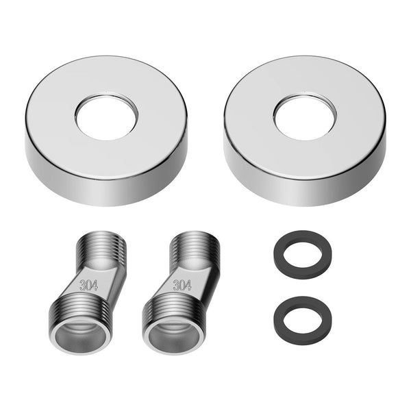 Aloni rozet, S - koppeling 3/4"M X 1/2"M en Dichting - 2 stuks - Chroom