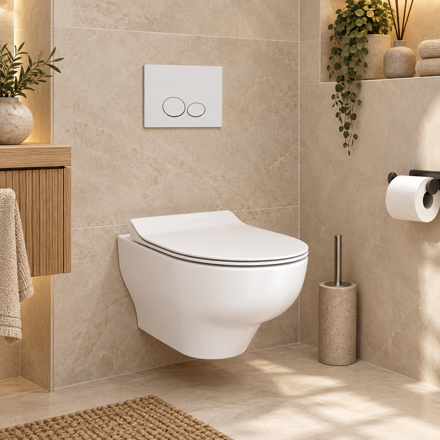 Creavit Ness glanzend wit complete toiletset sfeerbeeld