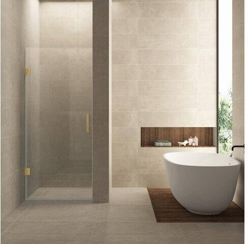 Minder Nisdeur Wiesbaden 200 cm met 8 mm nano-helder glas in geborsteld messing (alle maten)