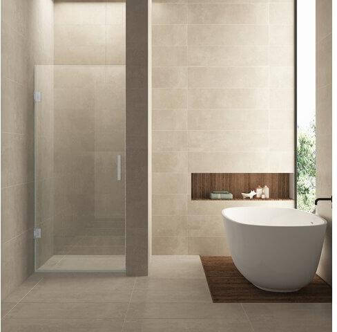 Barrière de sécurité Minder Wiesbaden 200 cm avec verre nano-transparent de 8 mm en acier brossé (toutes tailles)