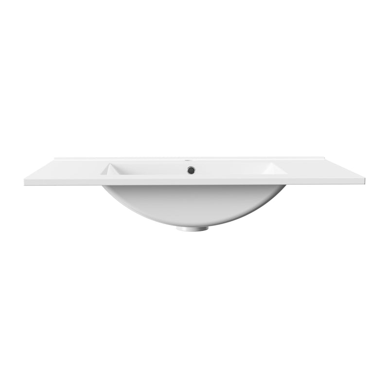 Aloni Hayat Wastafel - 1 Wasbak - met overloop - 1 Kraangat - kunstmarmer - 80×1,5×45 cm - Glanzend Wit