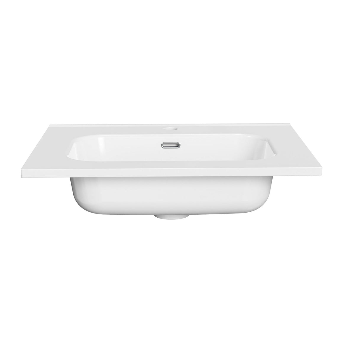 Aloni LIVA Wastafel - 60X1,8X46 CM - 1 Wasbak - 1 Kraangat - met Overloop - Keramiek - Glanzend WIT