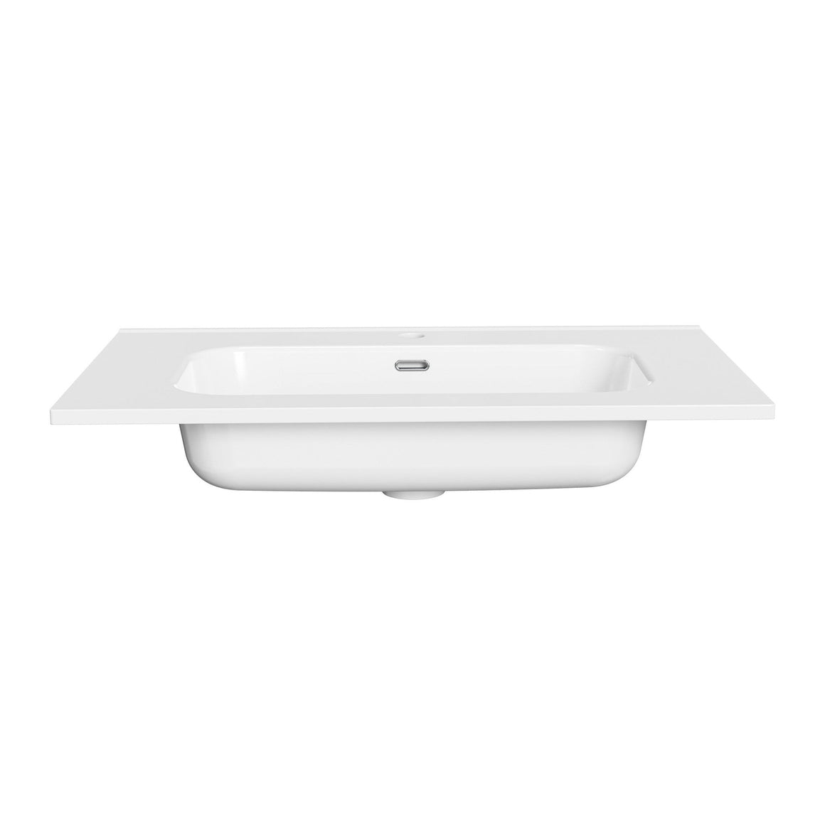 Aloni LIVA Wastafel - 80X1,8X46 CM - 1 Wasbak - 1 Kraangat - met Overloop - Keramiek - Glanzend WIT