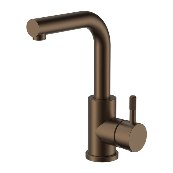Aloni Stria wastafel- en keukenmengkraan – rechte draaibare uitloop – Cold Start – hendel met ribbelstructuur