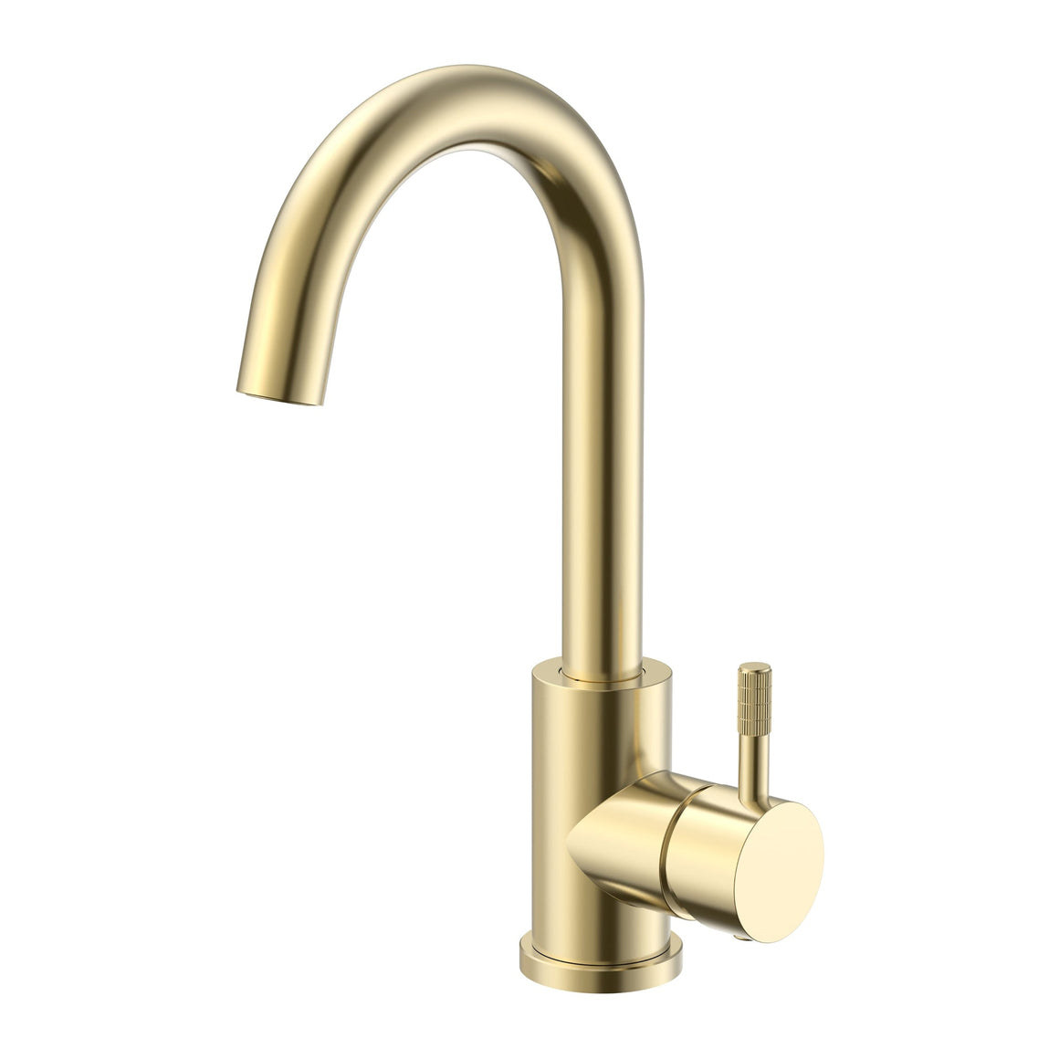Aloni Stria wastafelmengkraan met gebogen uitloop geborsteld goud productfoto