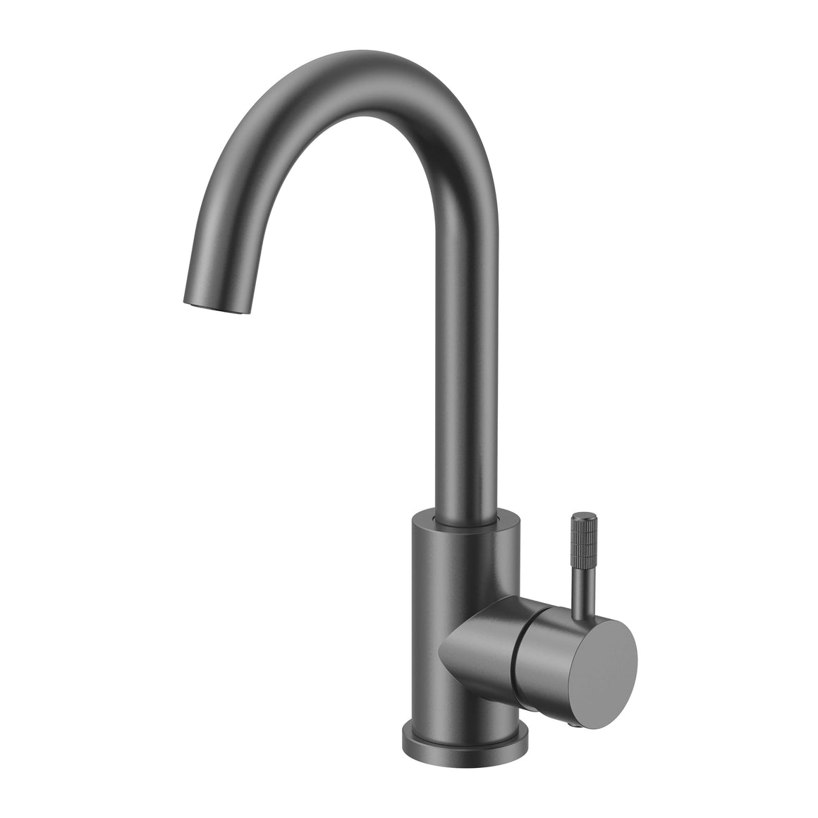 Aloni Stria wastafelmengkraan met gebogen uitloop gunmetal productfoto