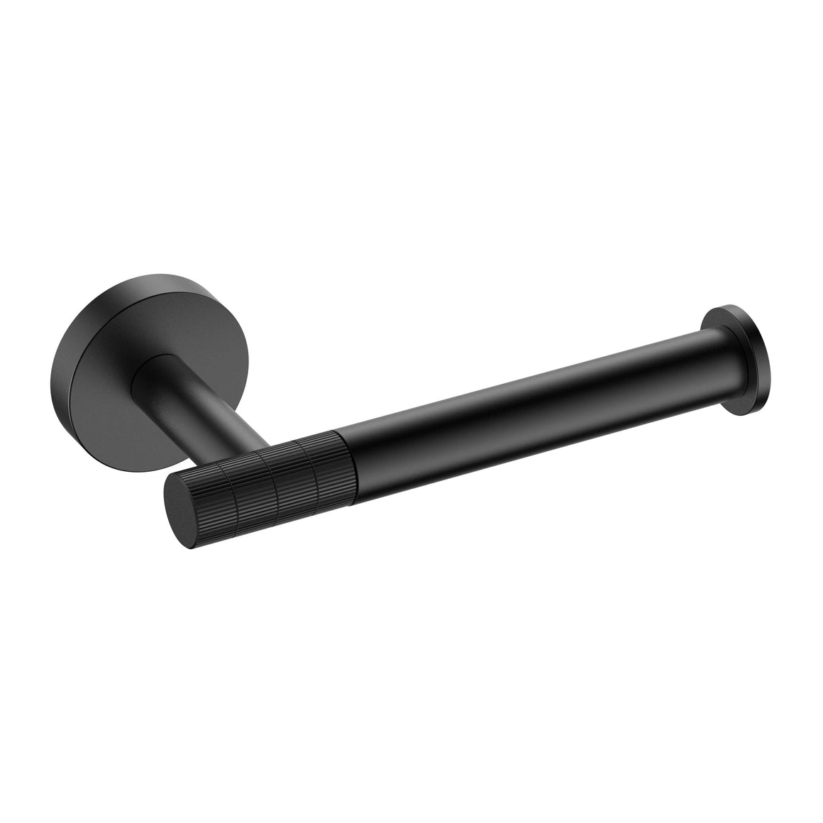 Stria Toiletrolhouder met Vaste ARM - Afwerking met Ribbelstructuur - MAT Zwart (PVD)