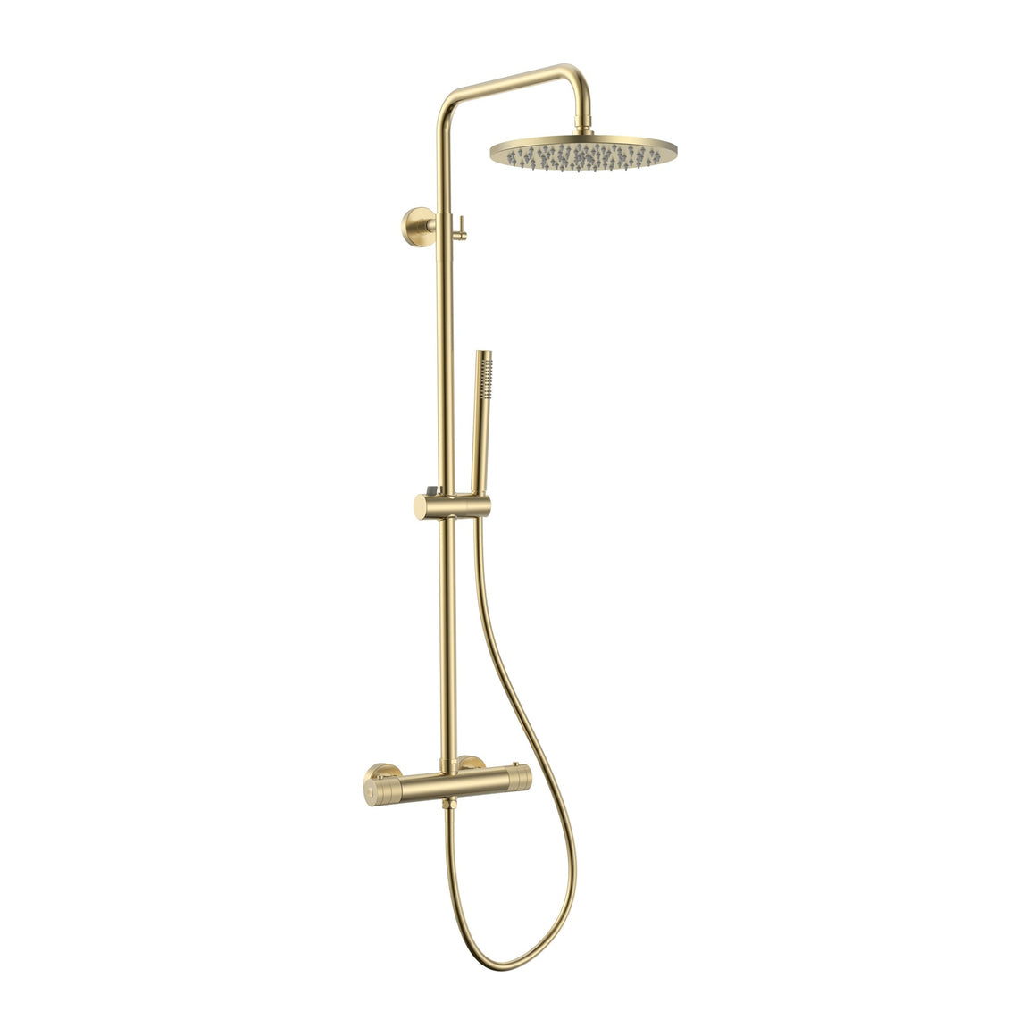 Aloni Stria regendoucheset thermostatisch geborsteld goud productfoto