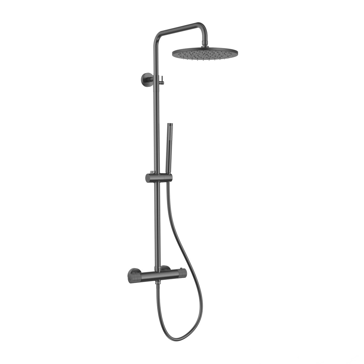 Aloni Stria regendoucheset thermostatisch gunmetal productfoto