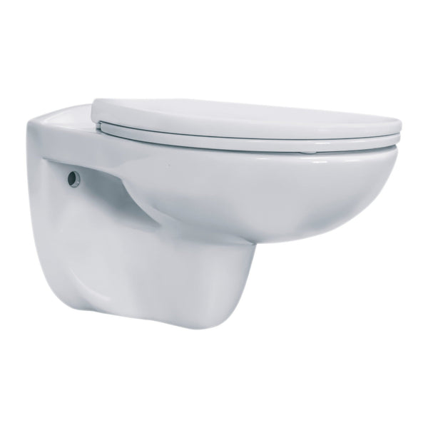 Aloni Pro Hangtoilet - Randloos - met Zitting - Thermoplast (pp) - Soft Close - quick release - 35,5 × 41 × 54,5 cm - Glanzend Wit