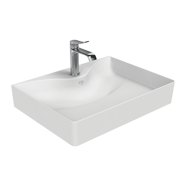 Creavit Ruby RB064 Wastafel - Opbouw - keramiek - zonder overloop - met Kraangat - 60,5×11×45,5 cm - Glanzend Wit