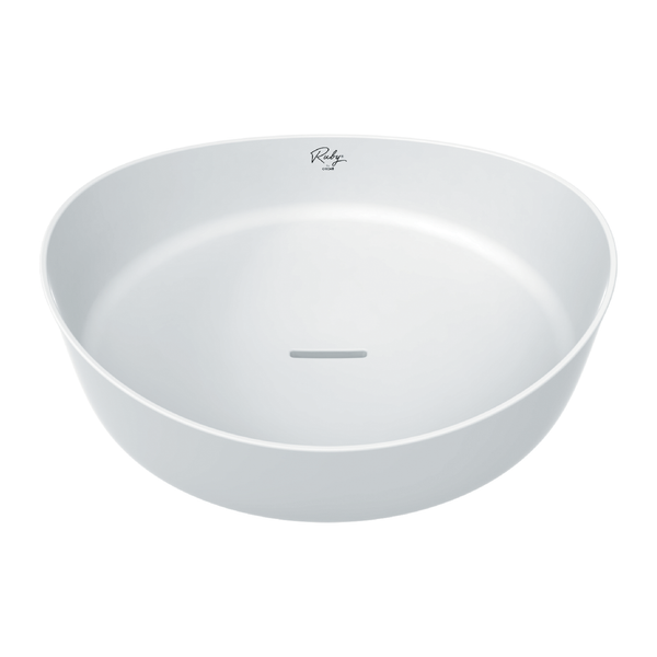 Creavit Ruby RB140 Waschbecken - Aufsatz - Keramik - ohne Überlauf - ohne Hahnloch - 40×10×40 cm - Glänzend Weiß