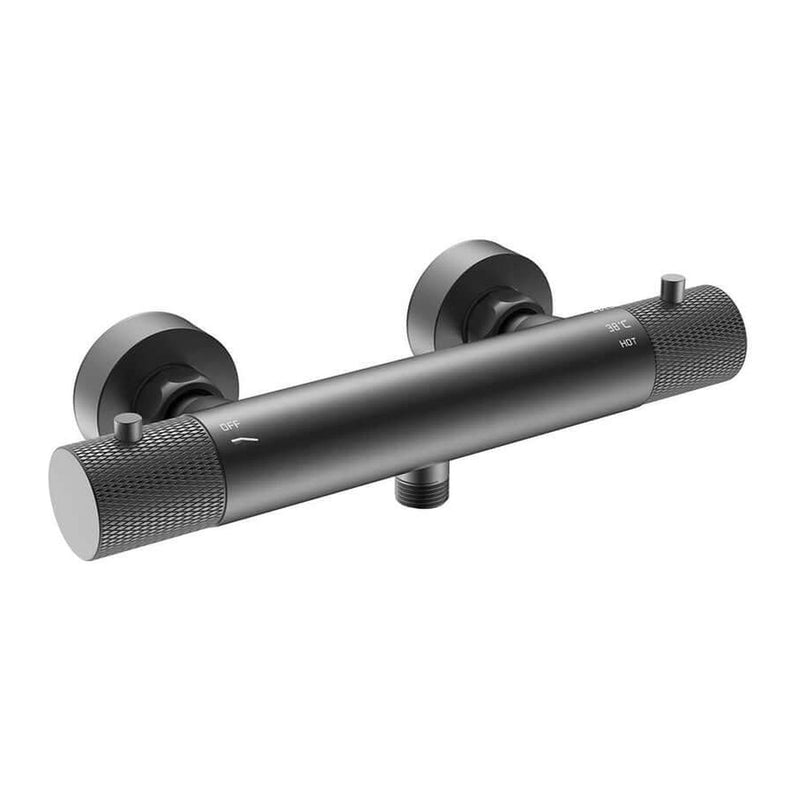Ribbd thermostatische douchemengkraan hartafstand 15 cm gunmetal PVD