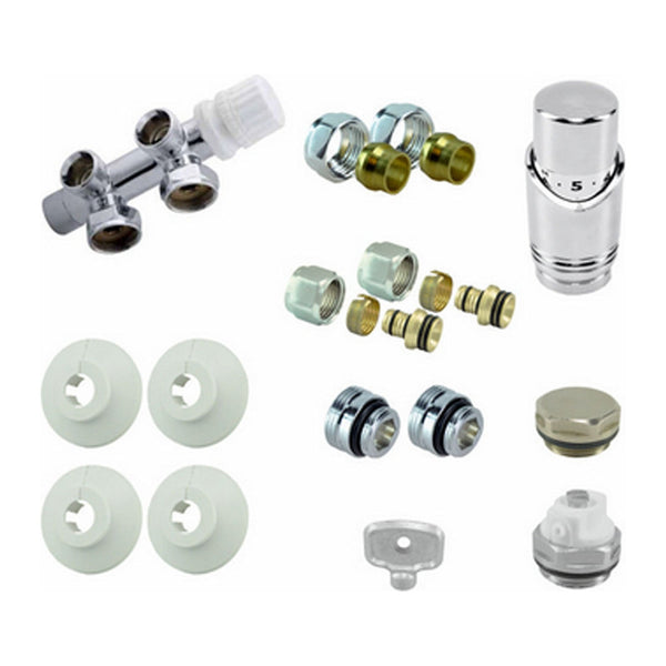 Riko set onderblok compl. haaks (rechts) 16×2,0 +15 knel chroom