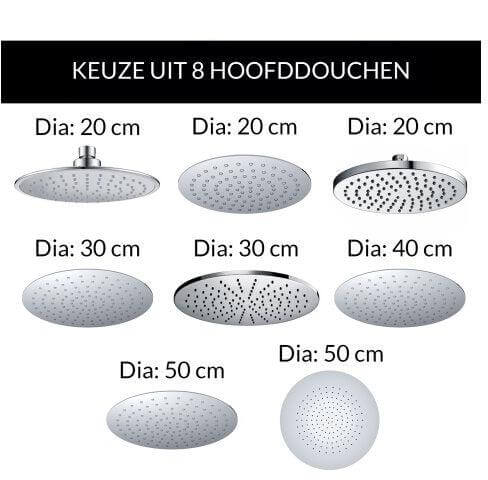 Wiesbaden Inbouw Regendoucheset Wanduitloop Rond 20 cm Chroom (Compleet)