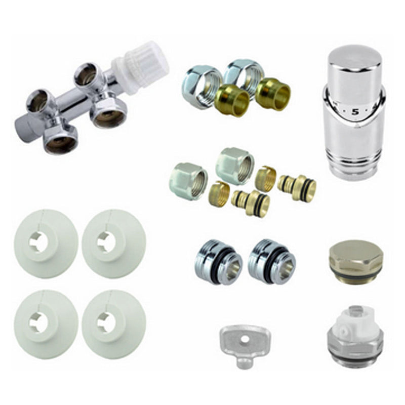 ensemble bloc inférieur complet perpendiculaire (droite) 16x2,0 +15 compression chrome